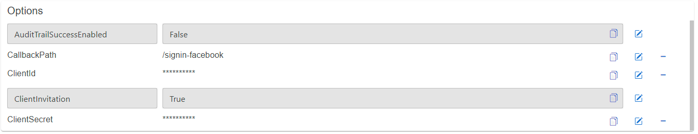 Facebook IDP options