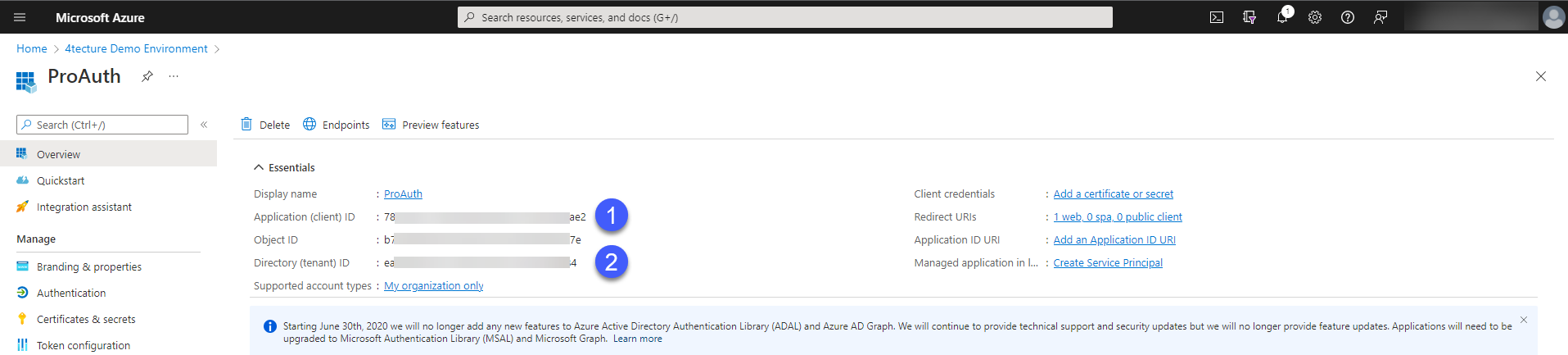 Client Id and Tenant Id