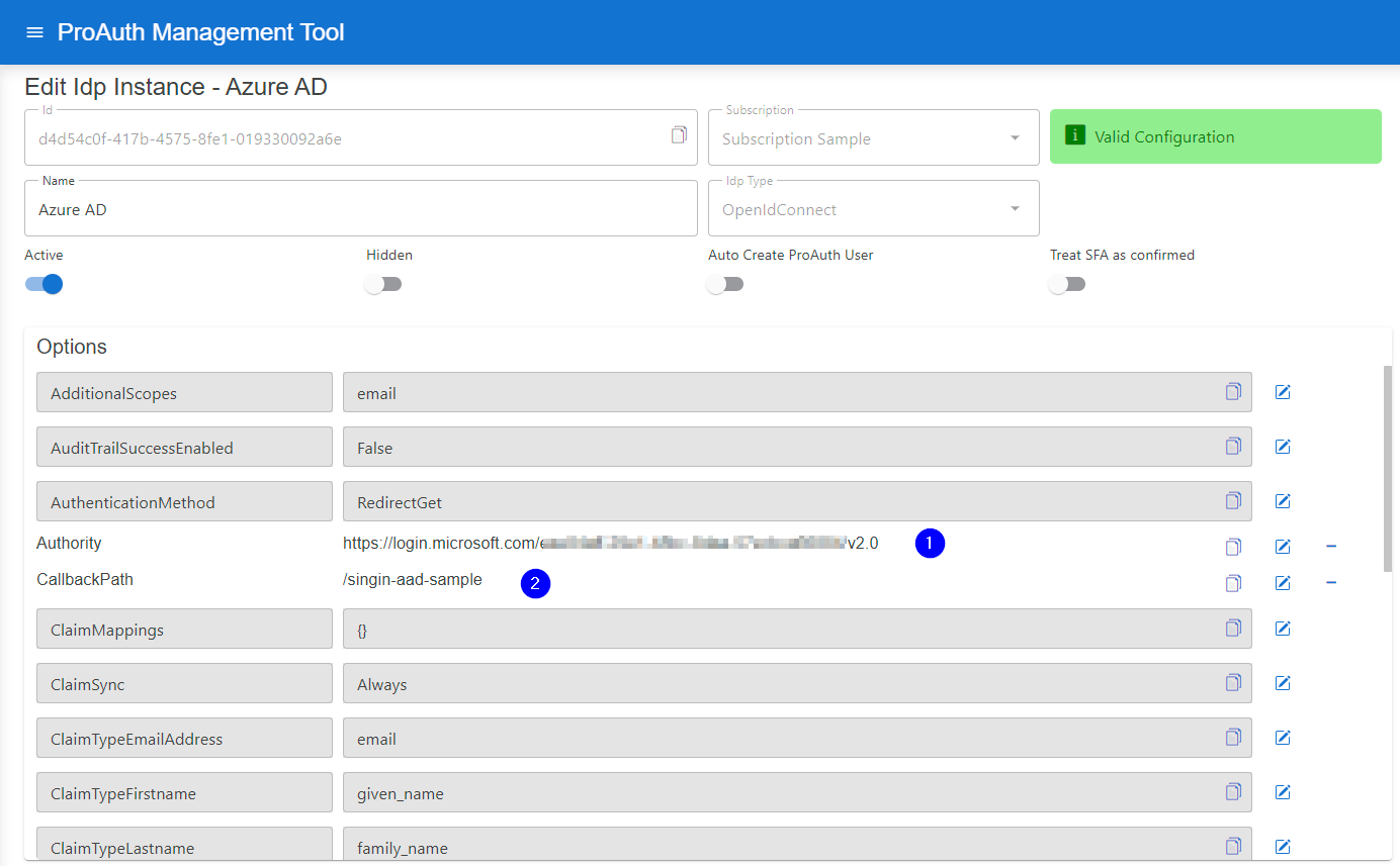 Configure IDP instance options