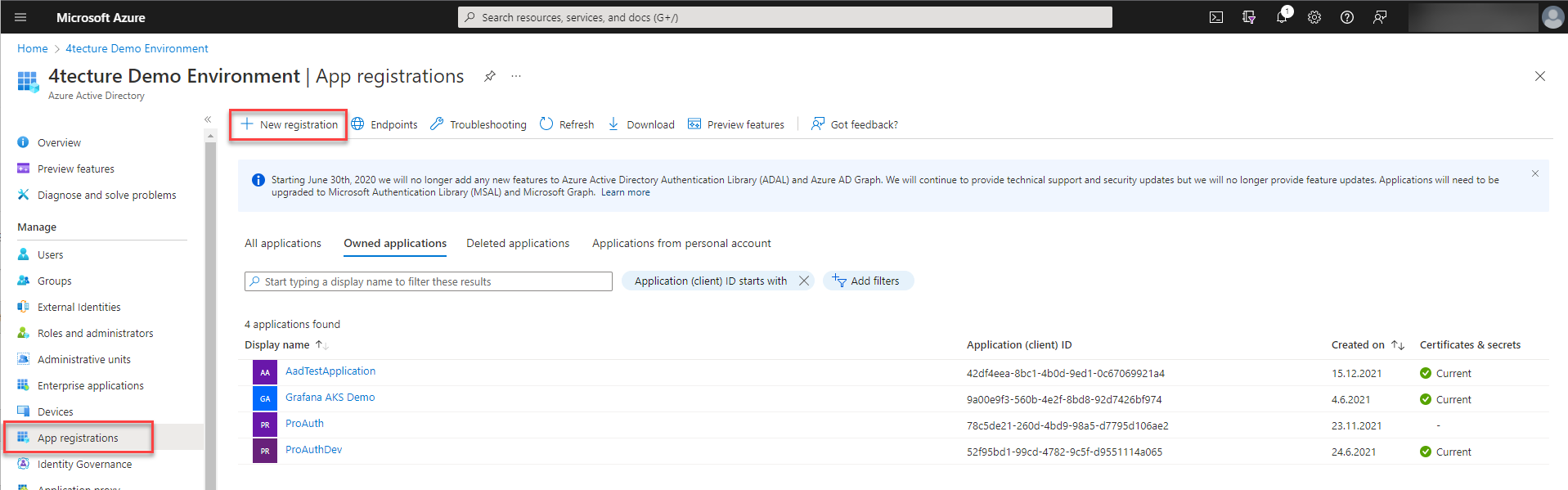 Create a new app registration