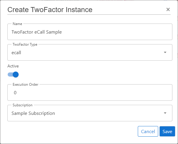 Create eCall TwoFactor
