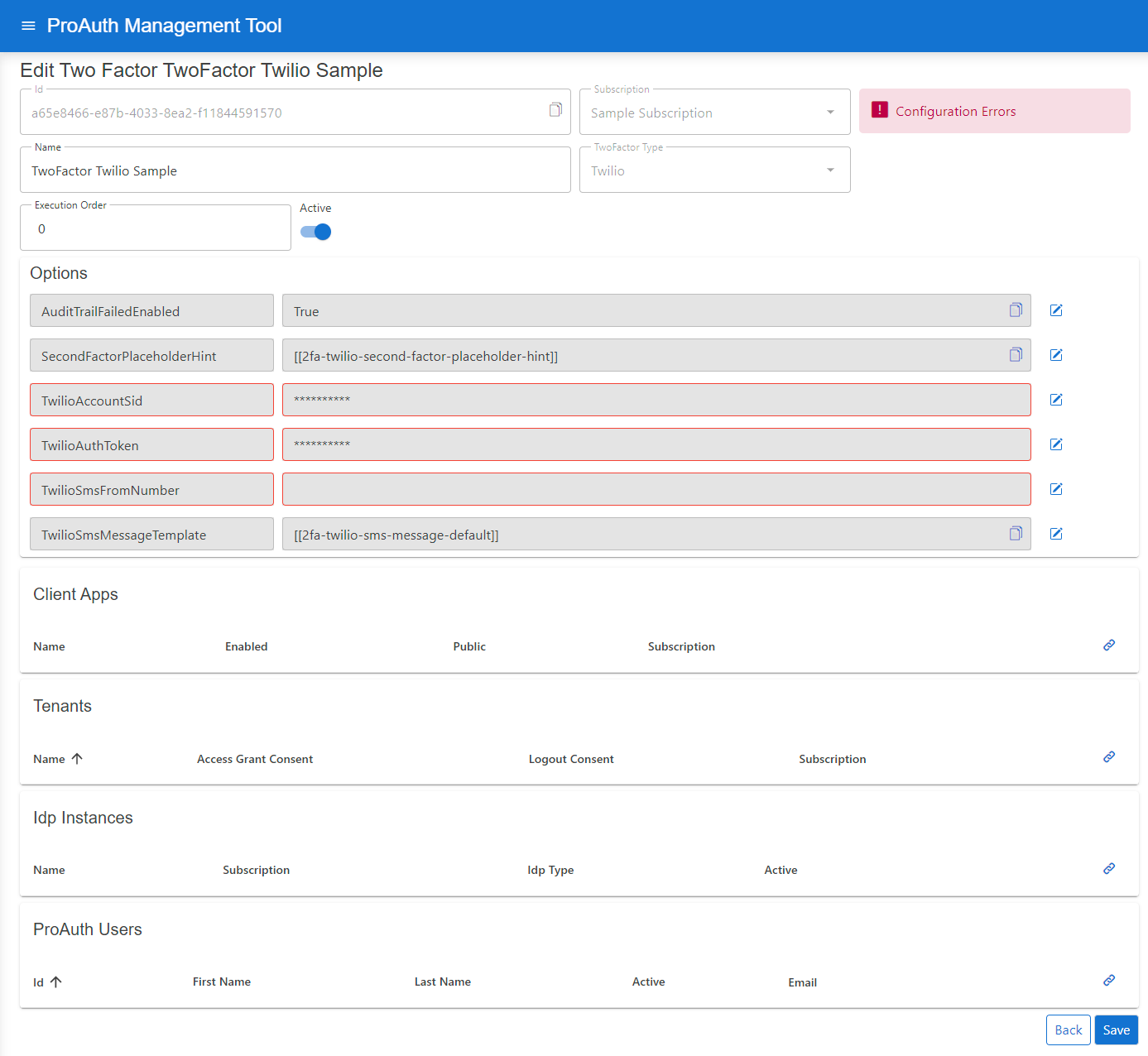 Edit Twilio TwoFactor