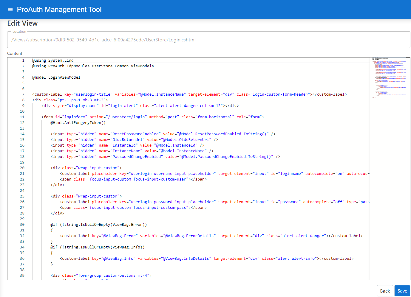 Edit a custom authentication view