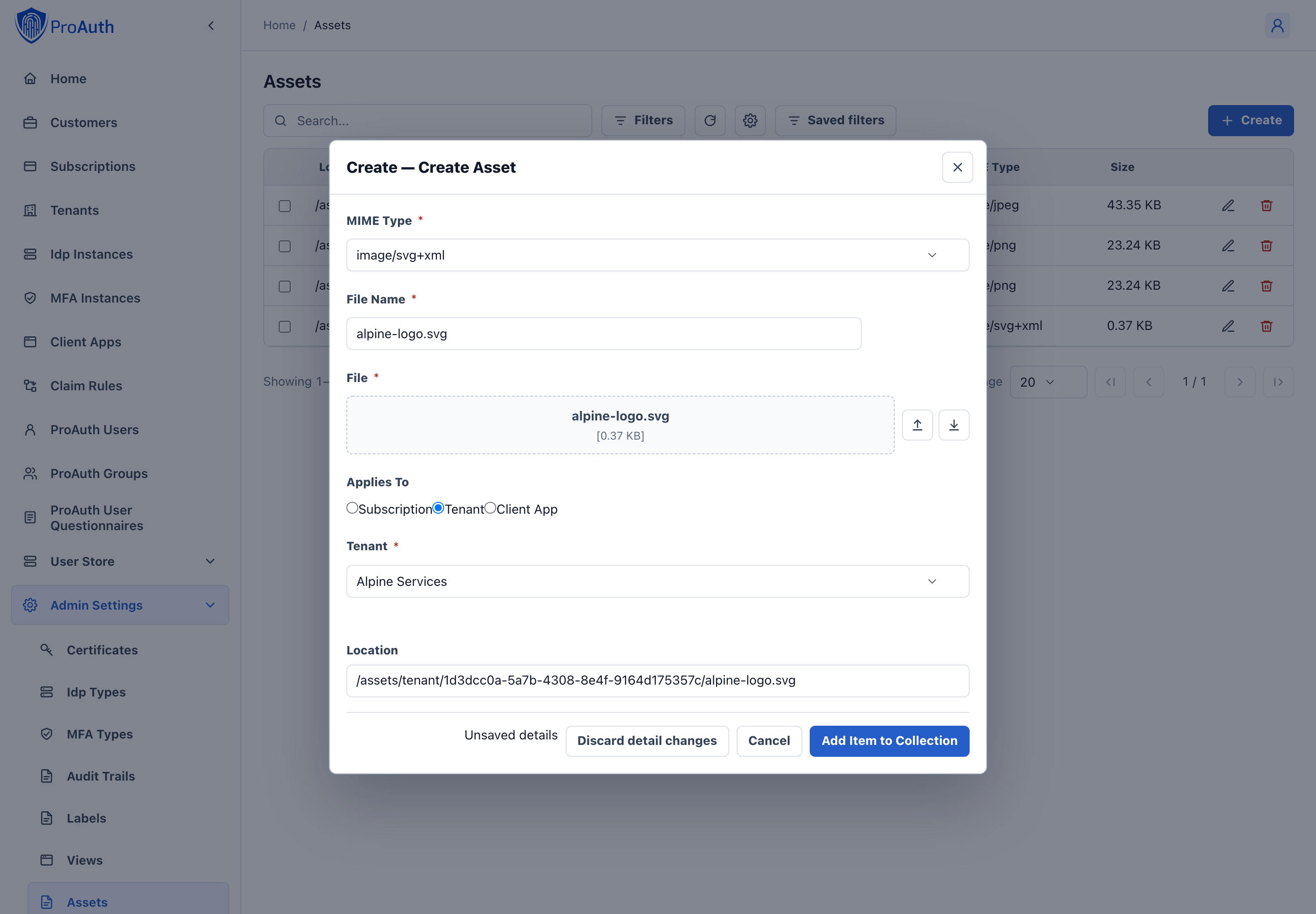 Create custom asset