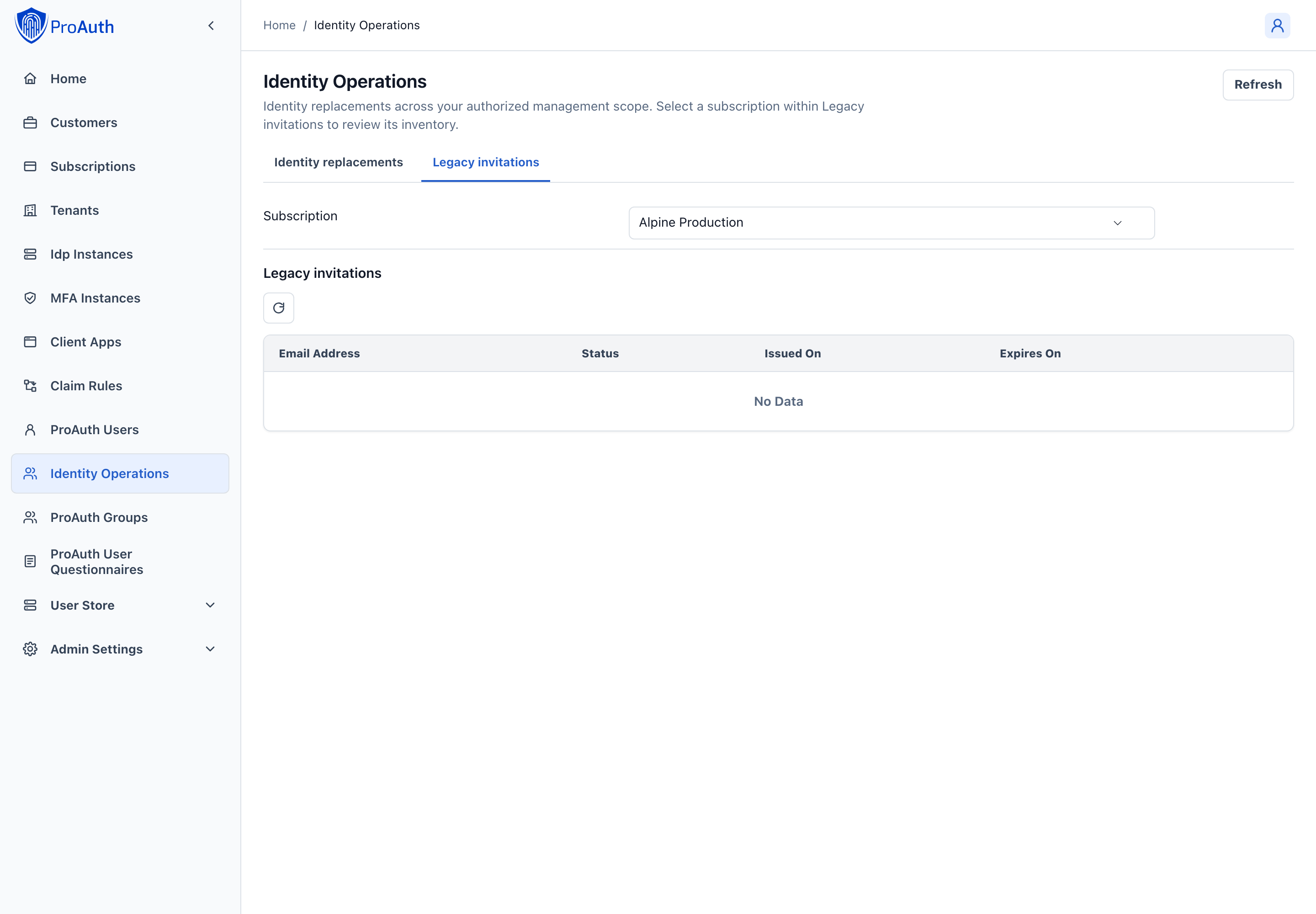 Legacy invitation inventory and explicit subscription selection