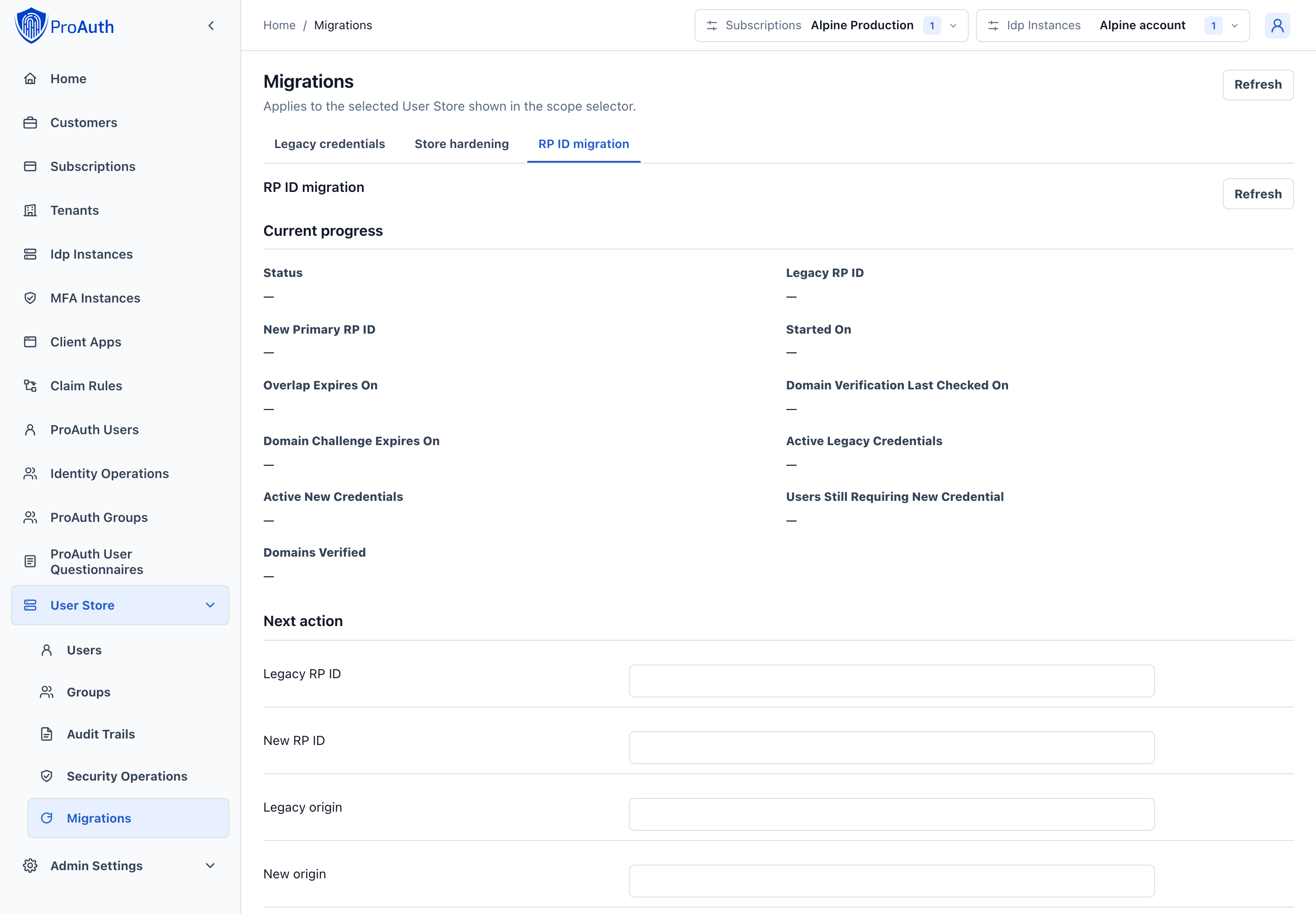 RP ID migration workspace