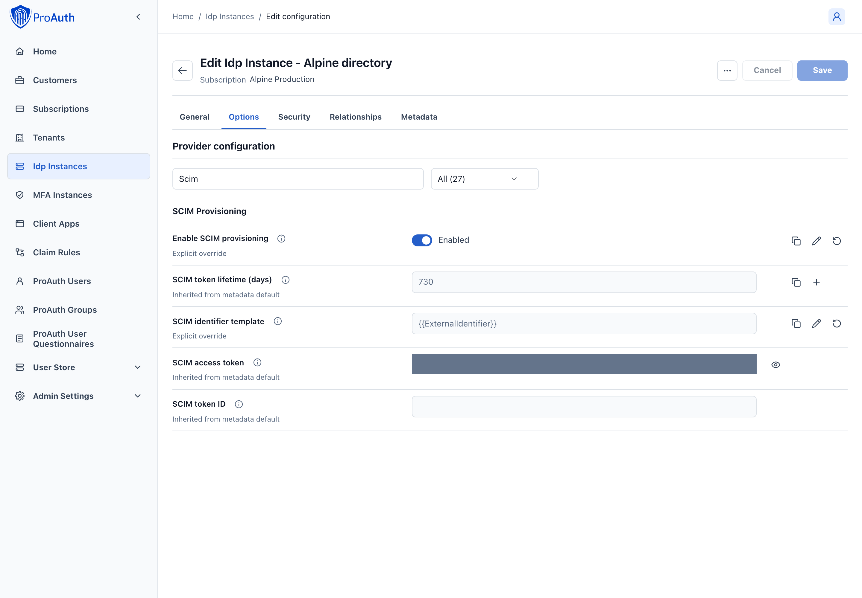 SCIM options